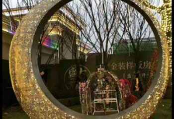 月牙雕塑訂做，城市裝飾，庭院鏤空月牙雕塑展品