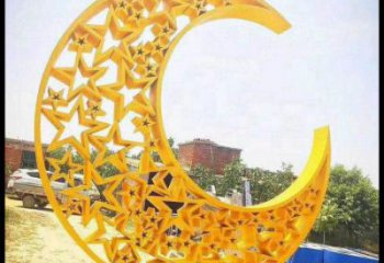月亮雕塑制作承接，陸地?cái)[件，不銹鋼月亮雕塑制造商