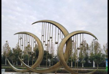 大型月亮雕塑公司，花園小品，月亮水簾雕塑廠家提供