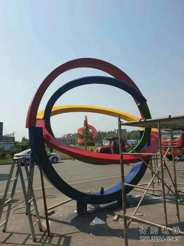 廣場雙環(huán)雕塑批發(fā)，廣場系列，不銹鋼雙環(huán)雕塑定價