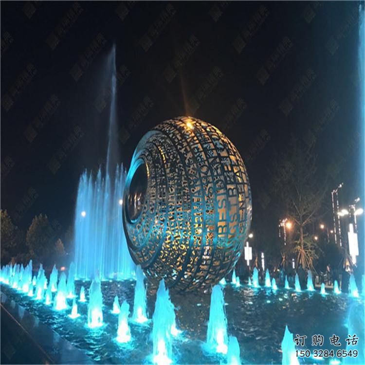 水景圓環(huán)雕塑，燈光配置，燈光圓環(huán)雕塑制作廠家