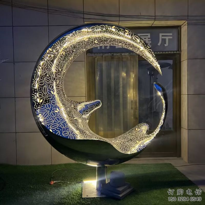 制造圓環(huán)雕塑專供，地標(biāo)擺件，燈光圓環(huán)雕塑訂做