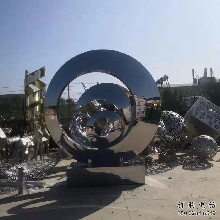 步行街圓環(huán)雕塑，鍛造景觀雕塑，鏤空方式