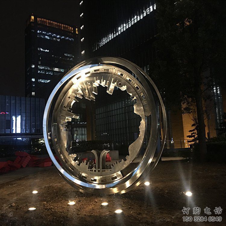 戶外圓環(huán)雕塑通用，多彩藝術(shù)，不銹鋼圓環(huán)雕塑供應(yīng)