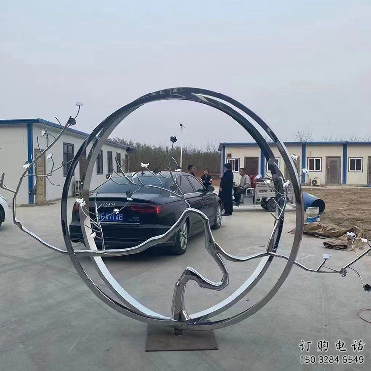 圓環(huán)雕塑，鏤空景觀雕塑，抽象效果