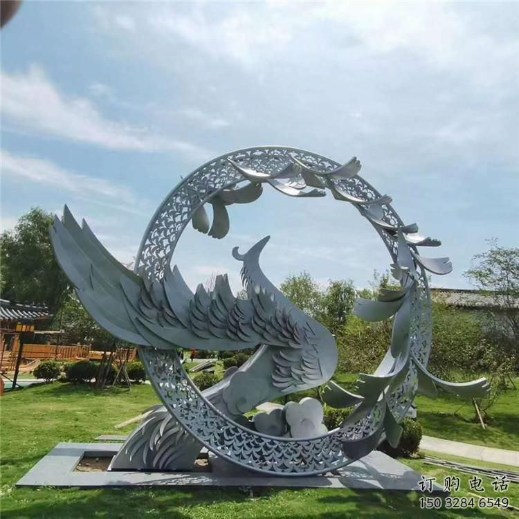 小圓環(huán)雕塑承接，景區(qū)案例，烤漆圓環(huán)雕塑承接