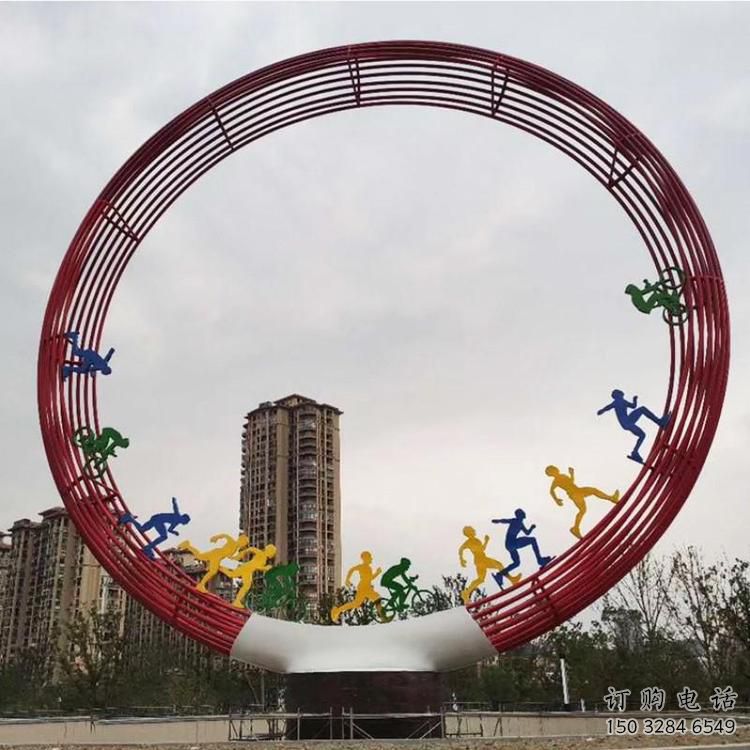 圓環(huán)雕塑點(diǎn)擊，地標(biāo)擺件，烤漆圓環(huán)雕塑承接