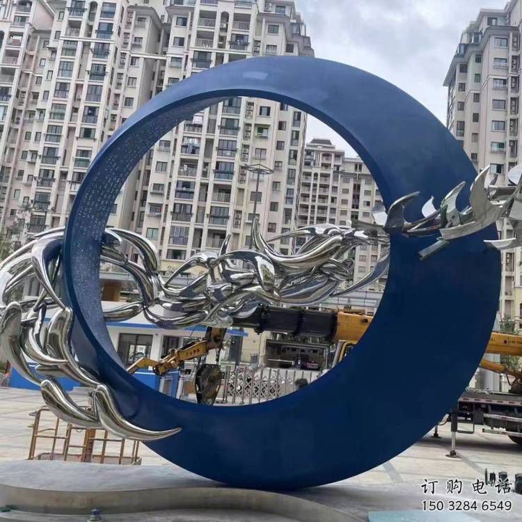 圓環(huán)雕塑訂做，城市雕塑，烤漆圓環(huán)雕塑專供