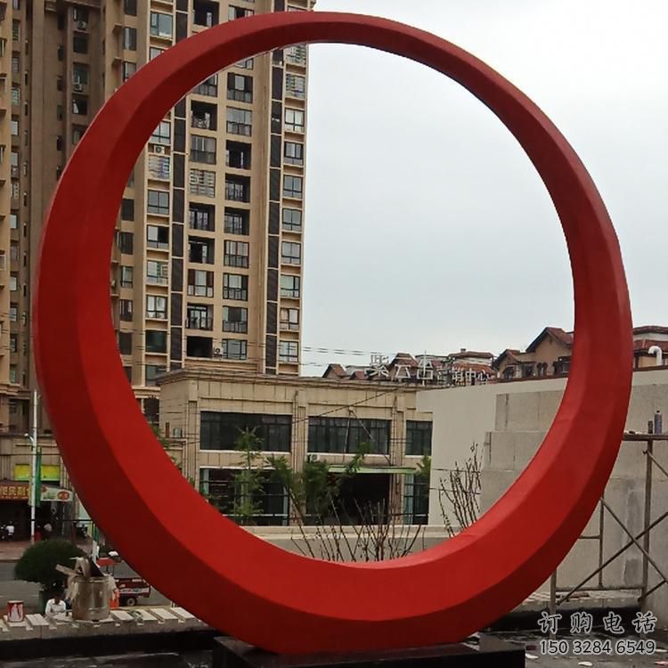 圓環(huán)雕塑觀賞型，標(biāo)識(shí)雕塑，紀(jì)念烤漆圓環(huán)雕塑展品