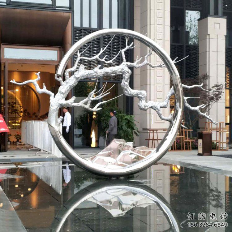 圓環(huán)樹雕塑訂做，戶外雕塑，不銹鋼圓環(huán)樹雕塑供給