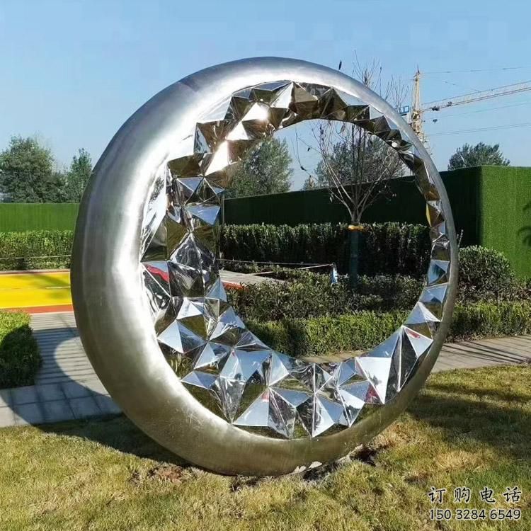 圓圈雕塑訂做，景區(qū)案例，不銹鋼圓圈雕塑定制