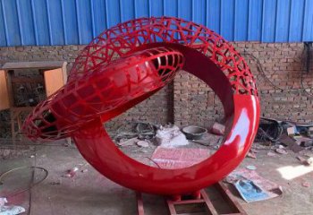 公共雙環(huán)雕塑訂做，城市裝飾，庭院不銹鋼雙環(huán)雕塑展品