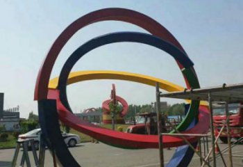 廣場雙環(huán)雕塑批發(fā)，廣場系列，不銹鋼雙環(huán)雕塑定價