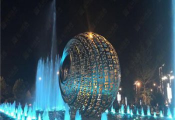 水景圓環(huán)雕塑，燈光配置，燈光圓環(huán)雕塑制作廠家