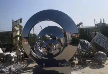 步行街圓環(huán)雕塑，鍛造景觀雕塑，鏤空方式