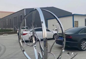 城市圓環(huán)雕塑，網(wǎng)格景觀雕塑，拋光效果