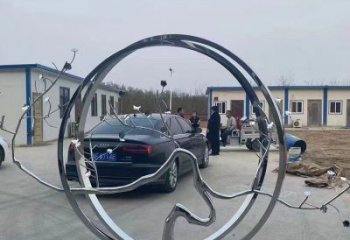 圓環(huán)雕塑，鏤空景觀雕塑，抽象效果