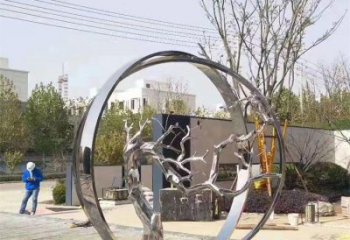 景墻圓環(huán)雕塑專供，美陳雕塑，社區(qū)烤漆圓環(huán)雕塑預(yù)定