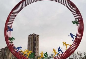 圓環(huán)雕塑點擊，地標擺件，烤漆圓環(huán)雕塑承接