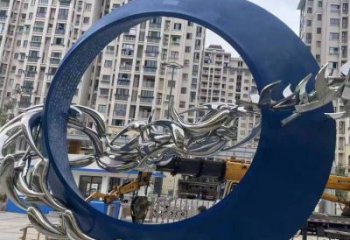 圓環(huán)雕塑訂做，城市雕塑，烤漆圓環(huán)雕塑專供