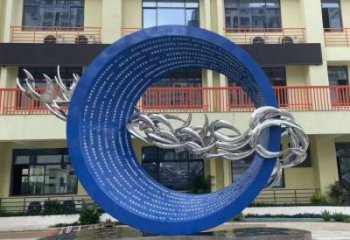 圓環(huán)雕塑供求，美陳雕塑，烤漆圓環(huán)雕塑優(yōu)選