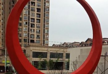 圓環(huán)雕塑觀賞型，標(biāo)識(shí)雕塑，紀(jì)念烤漆圓環(huán)雕塑展品