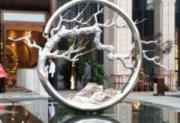 圓環(huán)樹雕塑訂做，戶外雕塑，不銹鋼圓環(huán)樹雕塑供給