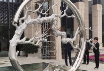 圓環(huán)樹雕塑定做，公園小品，不銹鋼圓環(huán)樹雕塑精選