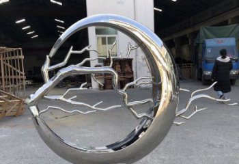 圓環(huán)樹雕塑服務商，美陳雕塑，不銹鋼圓環(huán)樹雕塑訂做