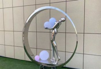圓環(huán)雕塑生產商，舞者雕塑制作，圓環(huán)舞者雕塑供應商