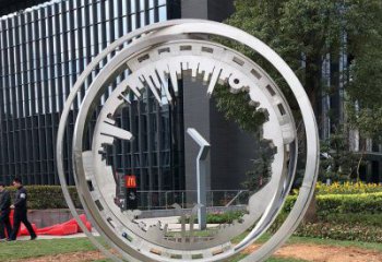 圓圈雕塑定制，村標(biāo)概念，景觀不銹鋼圓圈雕塑預(yù)定