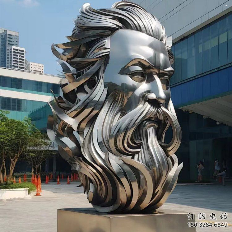 白鋼人頭像雕塑制造，歐式風格，鏡面人頭像雕塑廠家供給