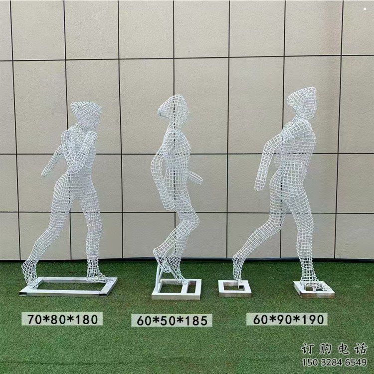 鏤空體育雕塑展品，公園小品，運(yùn)動員鐵藝人物雕塑供需