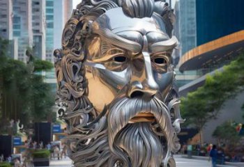 白鋼西方人雕塑制造商，城市雕塑，鏡面人頭像雕塑觀賞型