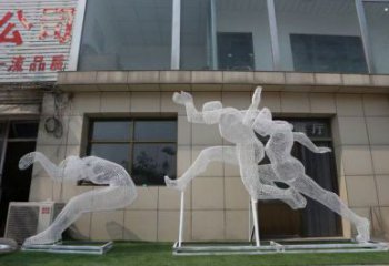 鏤空體育雕塑常用，公園小品，鐵藝運動人物雕塑生產(chǎn)商