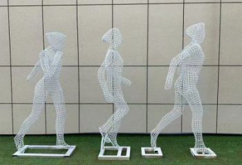 鏤空體育雕塑展品，公園小品，運(yùn)動(dòng)員鐵藝人物雕塑供需