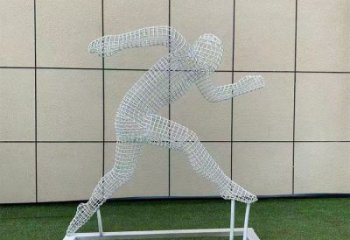 鏤空體育雕塑制作，村標(biāo)概念，運(yùn)動(dòng)員鐵藝人物雕塑專供