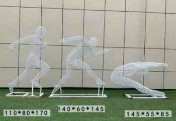 鏤空運(yùn)動員雕塑供需，鋼管組合，鐵藝人物雕塑制作