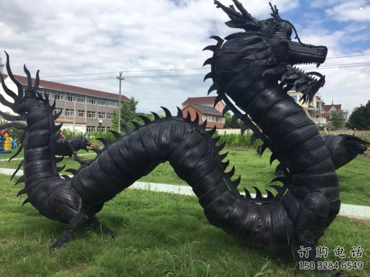 輪胎龍雕塑優(yōu)選，陸地擺件，園林輪胎龍雕塑供應