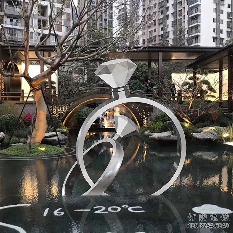 制造鉆戒雕塑定價，地標(biāo)擺件，烤漆鉆戒雕塑精選