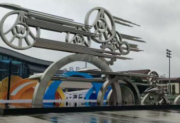 抽象車輪雕塑展品，小區(qū)雕塑，車輪雕塑制作精選