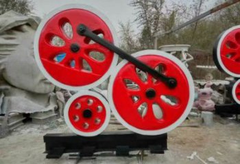 金屬車輪雕塑承接，陸地擺件，廣場車輪雕塑制造商