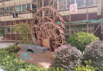 景觀水車雕塑供需，彩鋼制作，大型水車雕塑公司