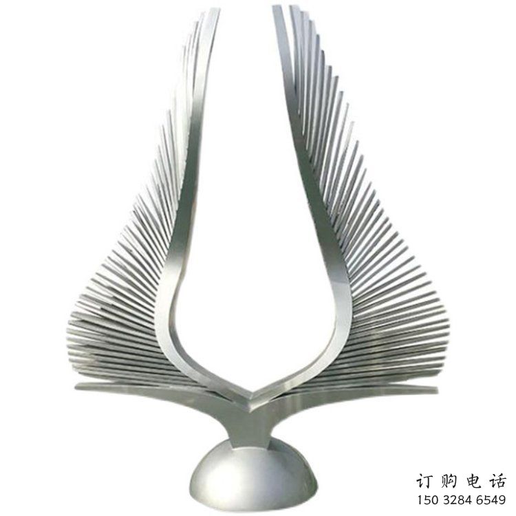 鏡面鳳尾雕塑，拉絲工藝，廣場(chǎng)抽象小品雕塑