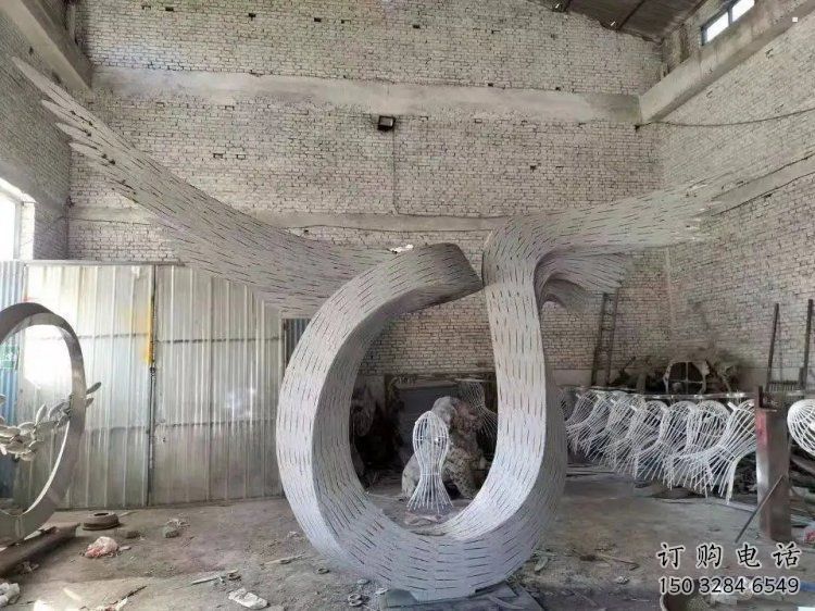 鳥翅雕塑承接，鍛造工藝，不銹鋼鳥翅雕塑訂做