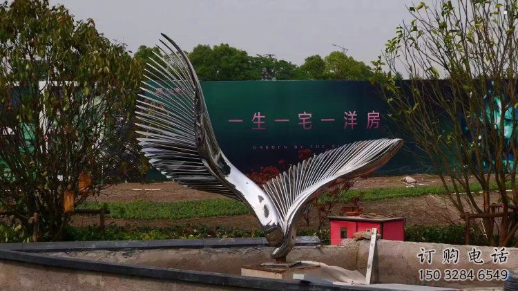 鳥翅雕塑通用，街景小品，不銹鋼鳥翅雕塑制造