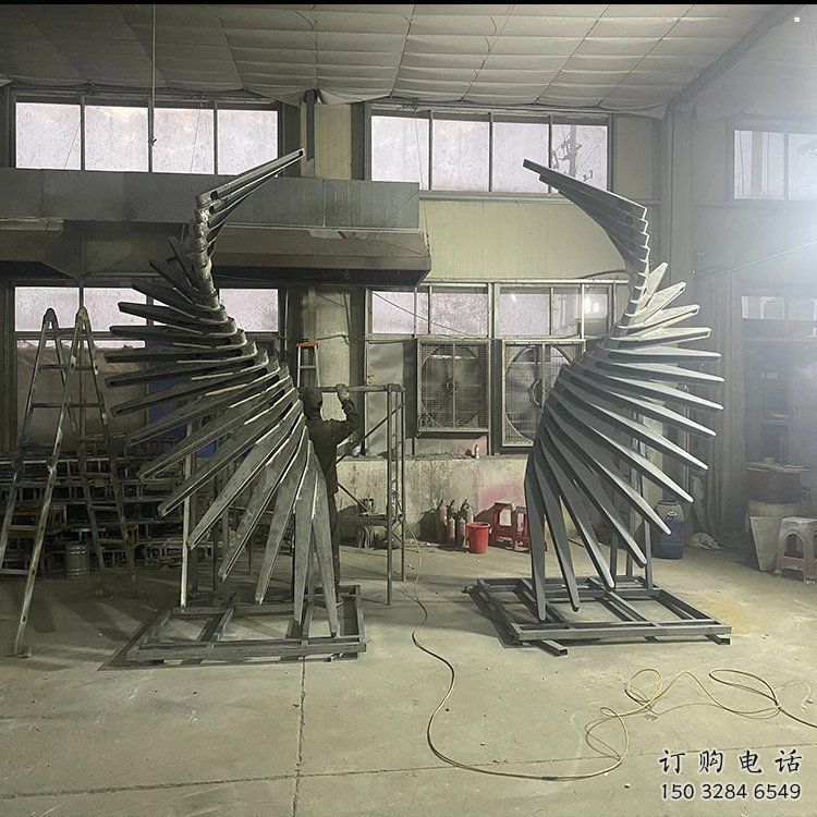 烤漆天使之翼雕塑制造商，室外軟裝，翅膀雕塑制作承接