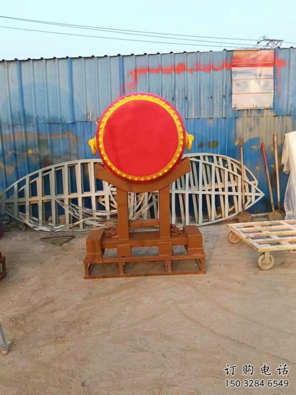 鑼鼓雕塑定制，小區(qū)雕塑，建筑不銹鋼鑼鼓雕塑提供