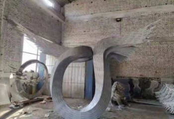 抽象鳥翅雕塑供應，花園小品，不銹鋼鳥翅雕塑展品