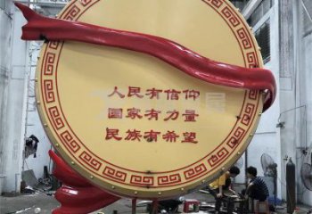 大型鑼鼓雕塑公司制作，花園小品，不銹鋼鑼鼓雕塑提供